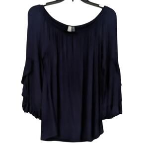 EUC Navy Boho Drapey Blouse NY Collection